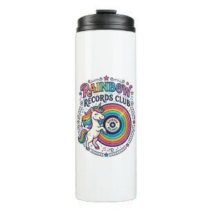 Unicorn Rainbow Records Club White Background Cute Thermal Tumbler