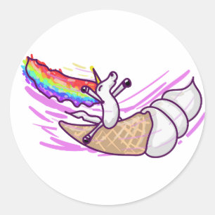 Unicorn Rainbow Riding Ice Cream Cone Classic Round Sticker