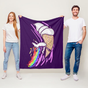 Unicorn Rainbow Riding Ice Cream Cone Fleece Blanket