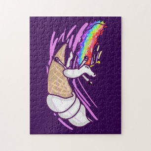 Unicorn Rainbow Riding Ice Cream Cone Jigsaw Puzzle