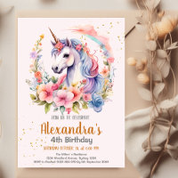 Unicorn Rainbow Sparkles Gold Birthday