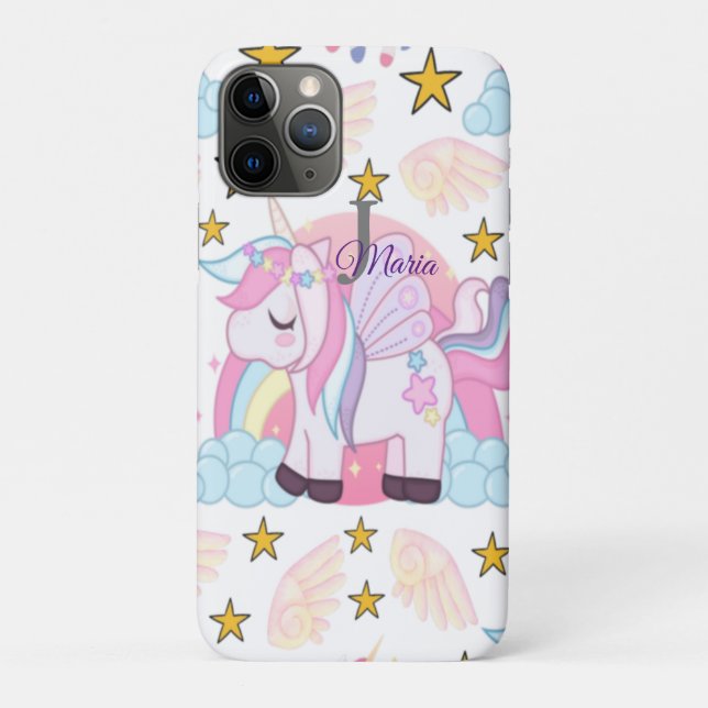 Unicorn Rainbow Stars Magical Name Monogram Case-Mate iPhone Case (Back)