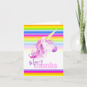 Unicorn rainbow thank you card