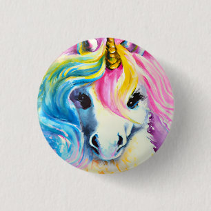 Unicorn Rainbow Watercolor 3 Cm Round Badge