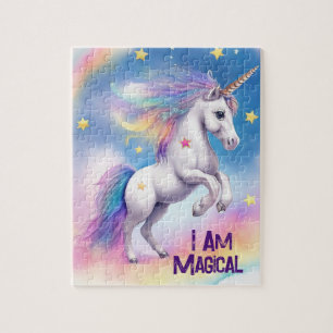 Unicorn Rainbow Watercolor with Stars Triptych Jigsaw Puzzle