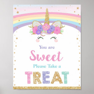 Unicorn Rainbow You're Sweet Take a Treat Sign