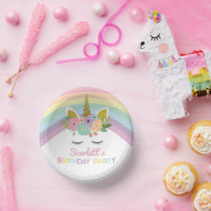 Unicorn Rainbows Birthday Party Paper Plate