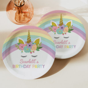 Unicorn Rainbows Birthday Party Paper Plates
