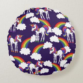 Unicorn Rainbows Round Cushion