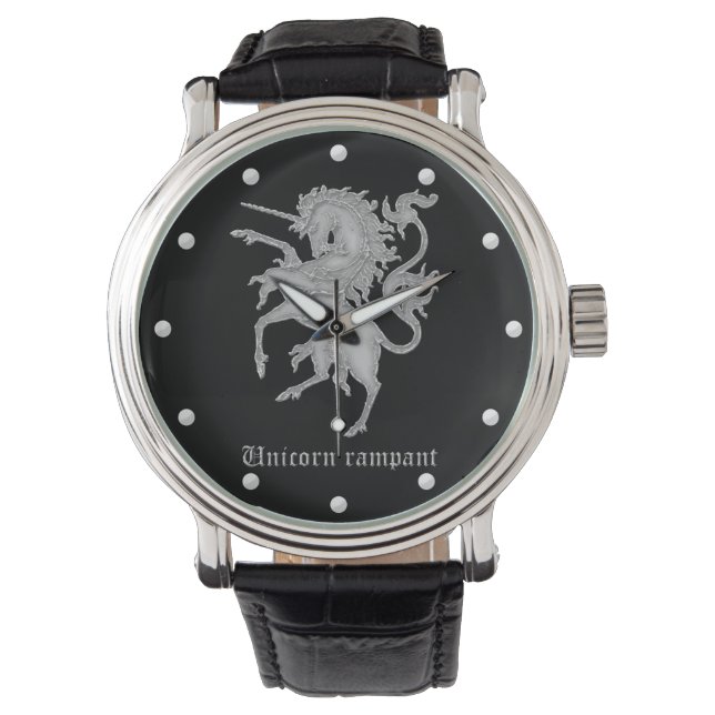 Unicorn rampant mediaeval heraldry watch (Front)