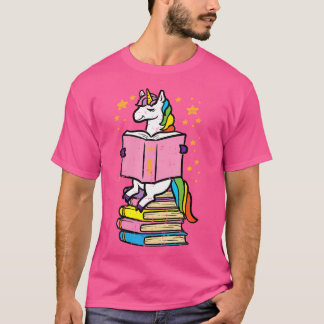 Unicorn Read Reading Book Librarian America Girls  T-Shirt