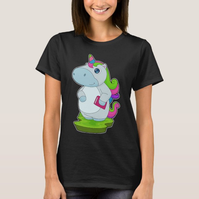Unicorn Reading Book T-Shirt (Front)
