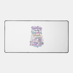 Unicorn Reading in My Unicorn Corner Cute Pastel T Desk Mat