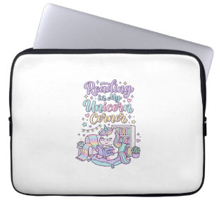 Unicorn Reading in My Unicorn Corner Cute Pastel T Laptop Sleeve