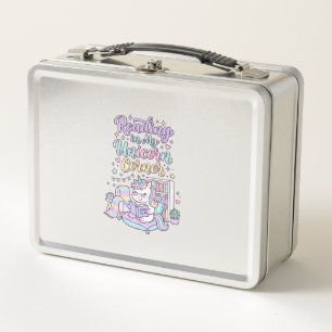 Unicorn Reading in My Unicorn Corner Cute Pastel T Metal Lunch Box