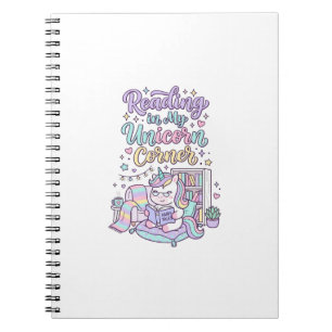 Unicorn Reading in My Unicorn Corner Cute Pastel T Notebook