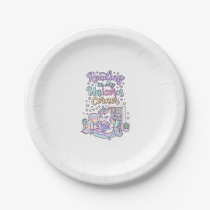 Unicorn Reading in My Unicorn Corner Cute Pastel T Paper Plate