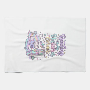 Unicorn Reading in My Unicorn Corner Cute Pastel T Tea Towel