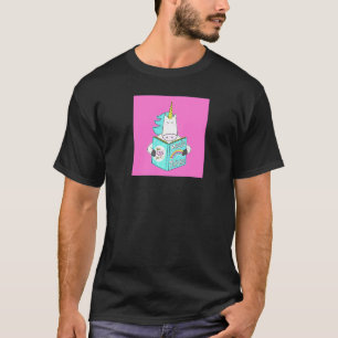 Unicorn Reading Magic Tricks Book Cute Humour Pin T-Shirt
