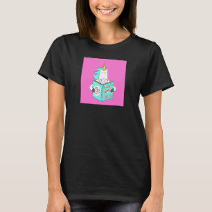 Unicorn Reading Magic Tricks Book Cute Humour Pin T-Shirt