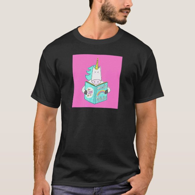 Unicorn Reading Magic Tricks Book  Cute Humour Pin T-Shirt (Front)