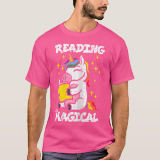 Unicorn Reading Magical Book Lover Bookworm Girls  T-Shirt