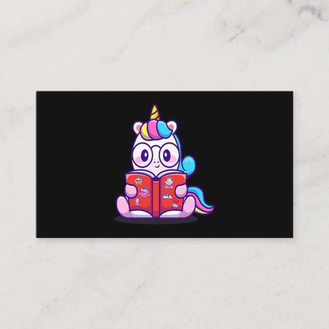 Unicorn reads here journal notebook business card (Front)