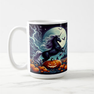 Unicorn Rearing Spooky Halloween Pumpkin Coffee Mug