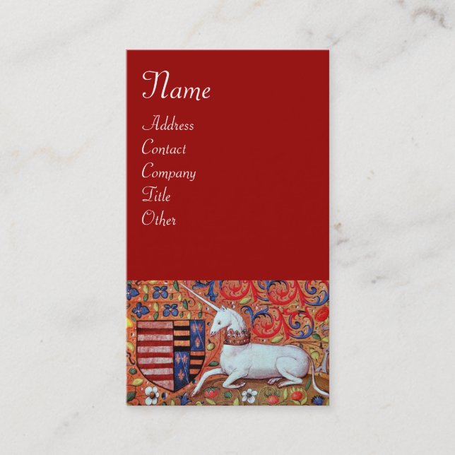 UNICORN ,red Business Card (Front)