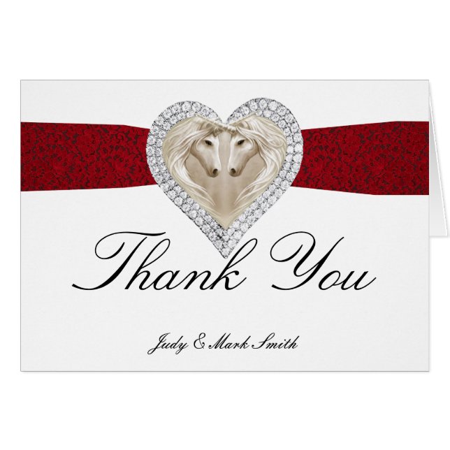 Unicorn Red Lace Thank You Card (Front Horizontal)
