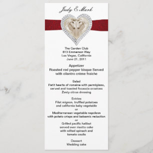 Unicorn Red Lace Wedding Menu Card