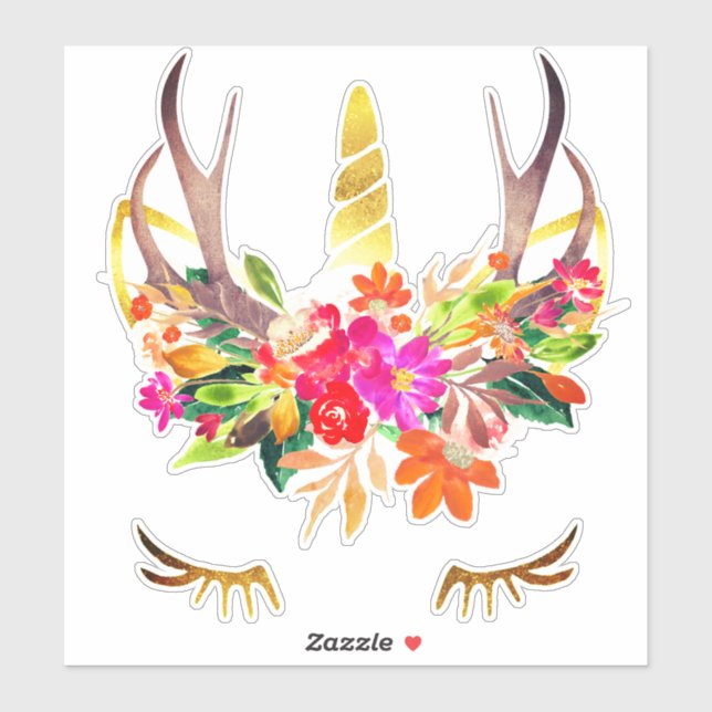 Unicorn Reindeer Lashes Floral Deer Antlers (Sheet)