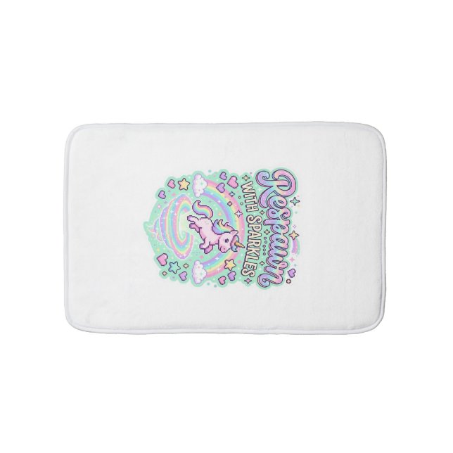 Unicorn Respawn with Sparkles Premium Vector Stick Bath Mat (Front)