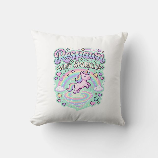 Unicorn Respawn with Sparkles Premium Vector Stick Cushion (Front)