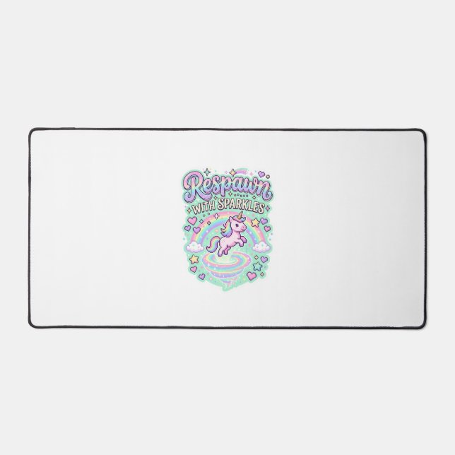 Unicorn Respawn with Sparkles Premium Vector Stick Desk Mat (Front)