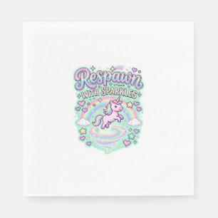 Unicorn Respawn with Sparkles Premium Vector Stick Napkin