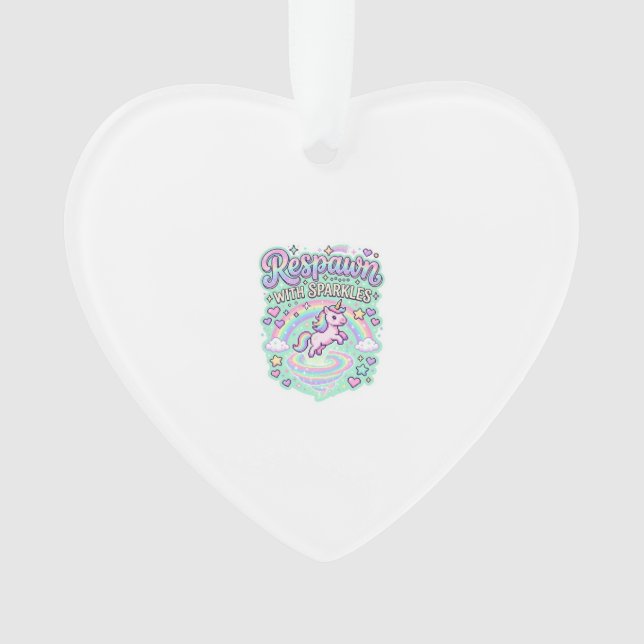 Unicorn Respawn with Sparkles Premium Vector Stick Ornament (Front)
