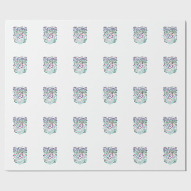 Unicorn Respawn with Sparkles Premium Vector Stick Wrapping Paper (Flat)