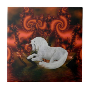 Unicorn Resting Fantasy Animal Art Tile