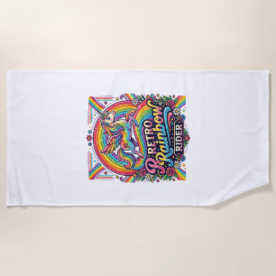 Unicorn Retro Rainbow Rider Beach Towel