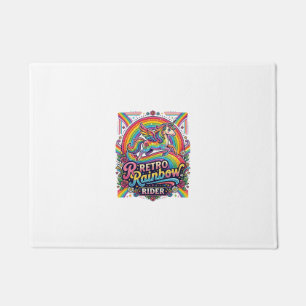 Unicorn Retro Rainbow Rider Doormat