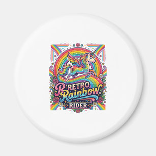 Unicorn Retro Rainbow Rider Magnet