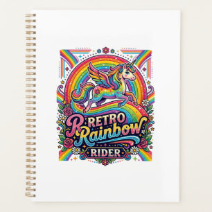 Unicorn Retro Rainbow Rider Planner