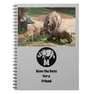 Unicorn Rhino Silhouette Monogram Photo Notebook