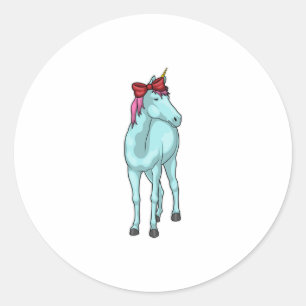 Unicorn Ribbon Classic Round Sticker