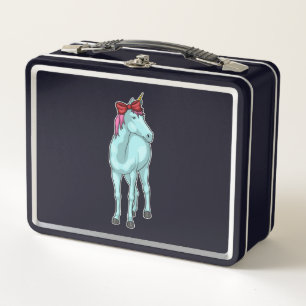 Unicorn Ribbon Metal Lunch Box