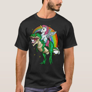 Unicorn Rides On TRex Funny Kids Men Gift T-Shirt