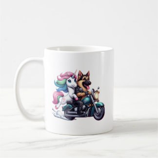 Unicorn Riding A Motorcycle Girls Women Kids Germa Coffee Mug