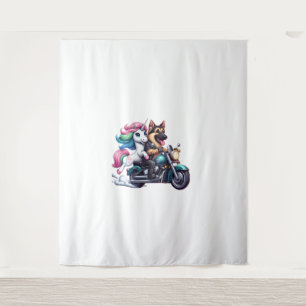 Unicorn Riding A Motorcycle Girls Women Kids Germa Tapestry