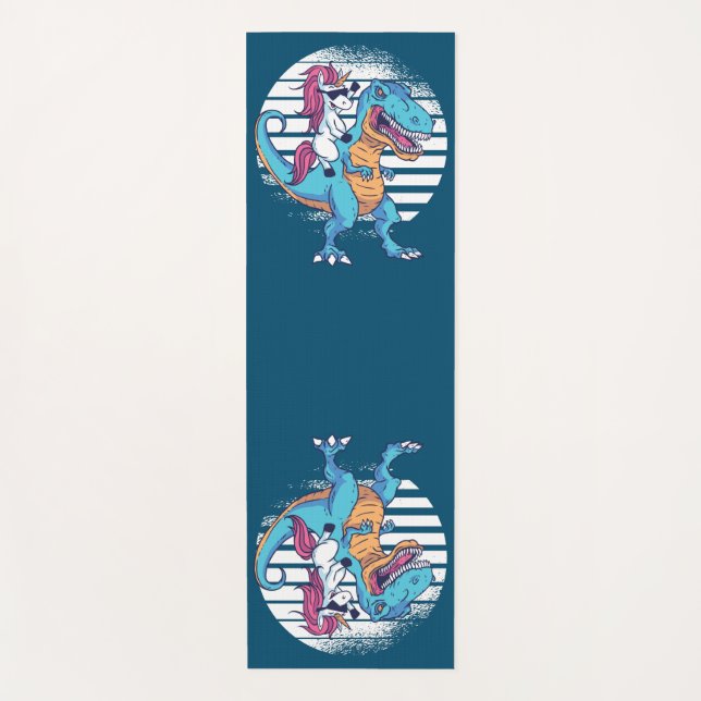 Unicorn Riding A T-Rex Yoga Mat (Front)